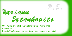 mariann sztankovits business card